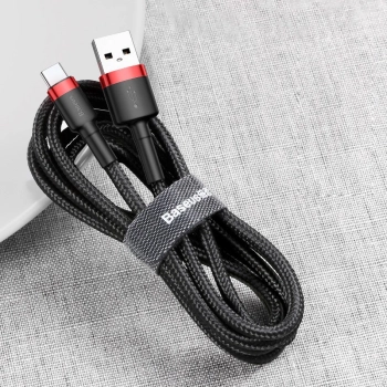  Wytrzymały nylonowy kabel przewód USB USB-C 2A 3M czarno-szary - zdj. dodatkowe 8