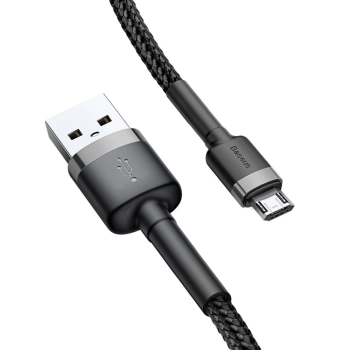  Wytrzymały nylonowy kabel przewód USB microUSB 2A 3M czarno-szary - zdj. dodatkowe 1