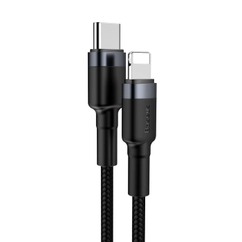  Wytrzymały nylonowy kabel przewód USB-C PD Iphone Lightning 18W QC3.0 1m czarny-szary - zdj. dodatkowe 2