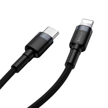  Wytrzymały nylonowy kabel przewód USB-C PD Iphone Lightning 18W QC3.0 1m czarny-szary - zdj. dodatkowe 4
