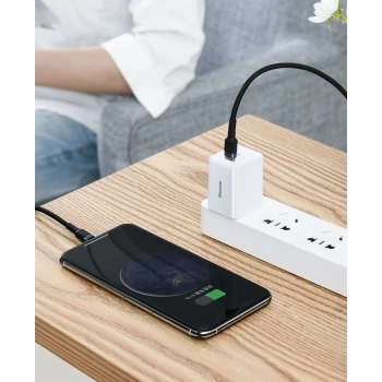  Wytrzymały nylonowy kabel przewód USB-C PD Iphone Lightning 18W QC3.0 1m czarny-szary - zdj. dodatkowe 6