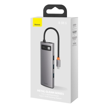  Wielofunkcyjny HUB 8w1 USB USB-C PD 100W HDMI czytnik kart SD i microSD 3x USB 3.2 RJ45 Szary - zdj. dodatkowe 4