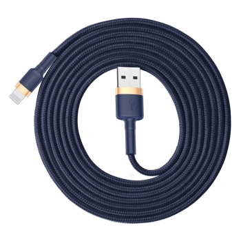  Wytrzymały nylonowy kabel przewód USB Iphone Lightning QC3.0 1.5A 2M niebieski - zdj. dodatkowe 2