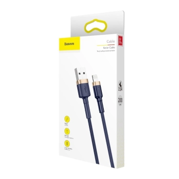  Wytrzymały nylonowy kabel przewód USB Iphone Lightning QC3.0 1.5A 2M niebieski - zdj. dodatkowe 5