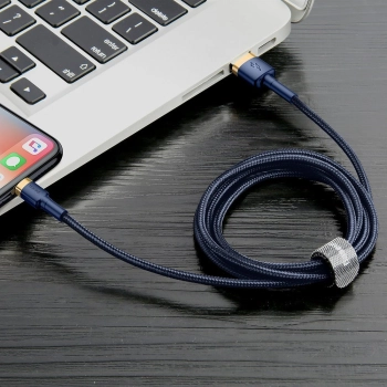  Wytrzymały nylonowy kabel przewód USB Iphone Lightning QC3.0 1.5A 2M niebieski - zdj. dodatkowe 7