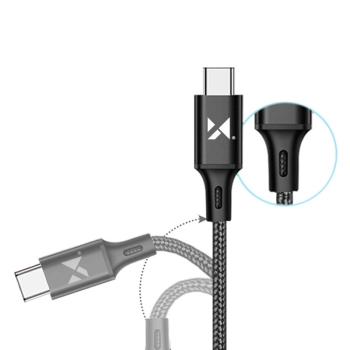  Mocny kabel przewód w oplocie USB USB-C 2.4A 2m czarny - zdj. dodatkowe 1