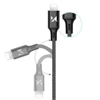  Kabel przewód USB Iphone Lightning 2.4A 1m czarny - zdj. dodatkowe 5