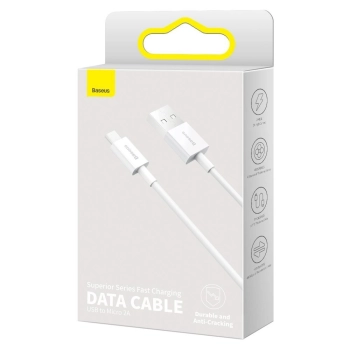  Superior kabel przewód USB microUSB do szybkiego ładowania 2A 1m biały - zdj. dodatkowe 4