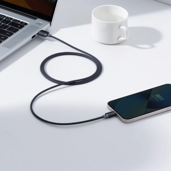  Kabel przewód do szybkiego ładowania i transferu danych USB Iphone Lightning 2.4A 1.2m czarny - zdj. dodatkowe 6