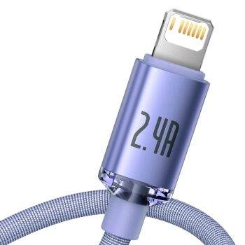  Kabel przewód do szybkiego ładowania i transferu danych USB Iphone Lightning 2.4A 1.2m fioletowy - zdj. dodatkowe 1