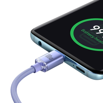  Kabel przewód do szybkiego ładowania i transferu danych USB-C USB-C 100W 2m fioletowy - zdj. dodatkowe 3