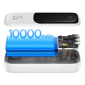  Qpow powerbank 10000mAh wbudowany kabel USB Typu C 22.5W Quick Charge biały - zdj. dodatkowe 7