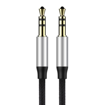  Yiven M30 przewód kabel audio stereo AUX 3.5 mm męski mini jack 1m srebrno-czarny - zdj. dodatkowe 2