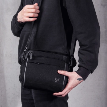  Torba rowerowa na kierownicę do nawigacji z paskiem na ramię czarna - zdj. dodatkowe 10