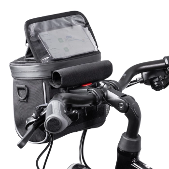  Torba rowerowa na kierownicę do nawigacji z paskiem na ramię czarna - zdj. dodatkowe 1