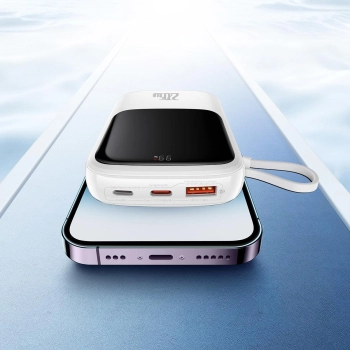  Powerbank z szybkim ładowaniem 10000mAh 20W QC-PD-SCP-FCP kabel Iphone Lightning biały - zdj. dodatkowe 10