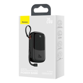  Powerbank z szybkim ładowaniem 20000mAh 20W QC-PD-SCP-FCP kabel Iphone Lightning czarny - zdj. dodatkowe 4
