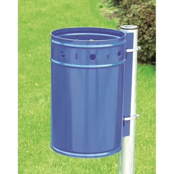  Kosz na śmieci stalowy mocowany na słupek 20L niebieski - zdj. dodatkowe 1