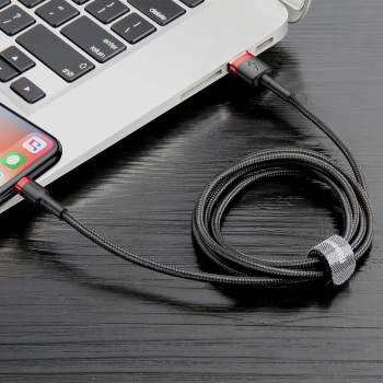  Wytrzymały kabel przewód w oplocie USB do iPhone Lightning QC3 2m - czarno-czerwony - zdj. dodatkowe 3