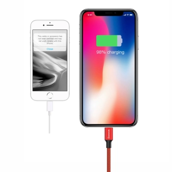  Kabel przewód w materiałowym oplocie USB - iPhone Lightning 1.8m - czerwony - zdj. dodatkowe 6