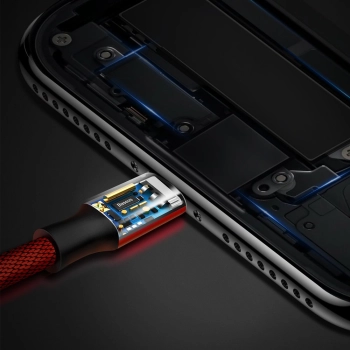  Kabel przewód w materiałowym oplocie USB - iPhone Lightning 1.8m - czerwony - zdj. dodatkowe 7
