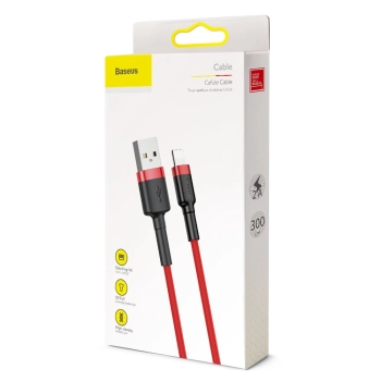 Wytrzymały nylonowy kabel przewód USB - iPhone Lightning QC3 3m - czerwony - zdj. dodatkowe 8