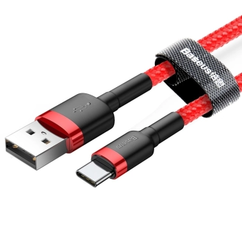  Wytrzymały nylonowy kabel przewód USB - USB-C QC3 3m - czerwony - zdj. dodatkowe 2