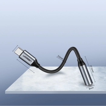  Przejściówka do słuchawek z Mini Jack 3.5 mm na USB-C 10cm - szary - zdj. dodatkowe 9