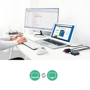  Switch box HUB przełącznik 4x USB 2.0 rozdzielacz USB na dwa komputery - czarny - zdj. dodatkowe 2