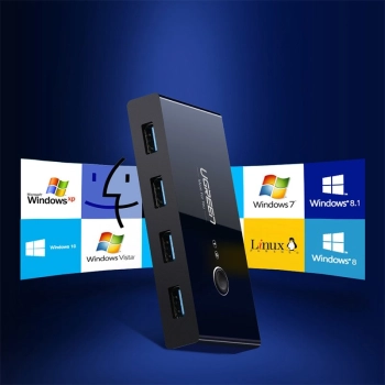  Switch box HUB przełącznik 4x USB 2.0 rozdzielacz USB na dwa komputery - czarny - zdj. dodatkowe 4