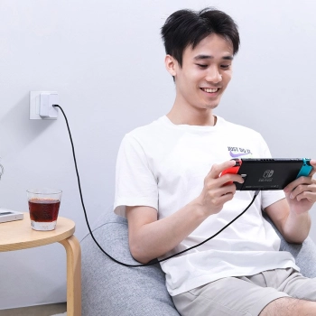  Kabel przewód USB-C - USB-C Power Delivery Quick Charge 2m - szary - zdj. dodatkowe 2