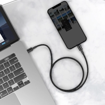 Kabel przewód do iPhone USB-C - Lightning szybkie ładowanie 20W 1m - czarny - zdj. dodatkowe 8