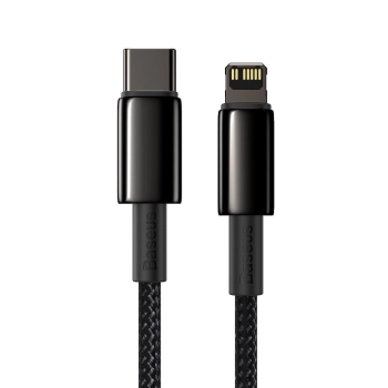  Kabel przewód do iPhone USB-C - Lightning szybkie ładowanie 20W 1m - cały czarny - zdj. dodatkowe 1