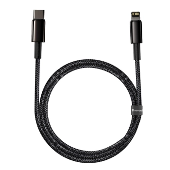  Kabel przewód do iPhone USB-C - Lightning szybkie ładowanie 20W 1m - cały czarny - zdj. dodatkowe 2