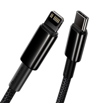  Kabel przewód do iPhone USB-C - Lightning szybkie ładowanie 20W 1m - cały czarny - zdj. dodatkowe 3