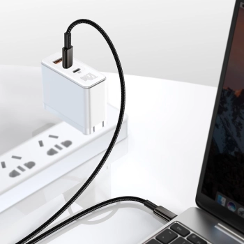  Kabel przewód USB-C - USB-C szybkie ładowanie 100W 2m - cały czarny - zdj. dodatkowe 9