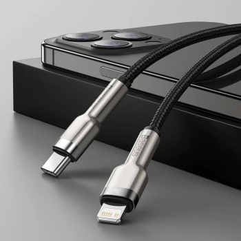  Przewód kabel iPhone USB-C - Lightning Cafule Metal Data Power Delivery 20W 1m - czarny - zdj. dodatkowe 10