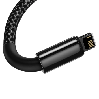  Przewód kabel w oplocie do iPhone USB - Lightning 1m - cały czarny - zdj. dodatkowe 3