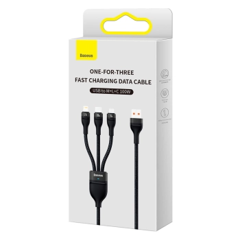  Kabel przewód 3w1 USB do USB-C / iPhone Lightning / micro USB 1.2m - czarny - zdj. dodatkowe 4