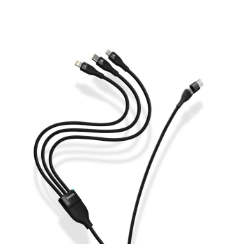  Kabel przewód 4w1 USB+USB-C do USB-C / iPhone Lightning / micro USB 1.2m - czarny - zdj. dodatkowe 6