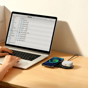  Podwójna ładowarka bezprzewodowa QI z wyświetlaczem USB-C 20W - czarny - zdj. dodatkowe 7