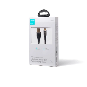  Kabel przewód z inteligentnym wyłącznikiem USB-A - iPhone Lightning 1.2m - czarny - zdj. dodatkowe 4