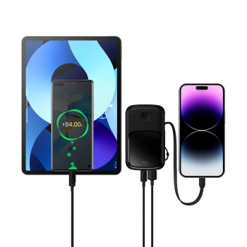  Powerbank 10000mAh USB USB-C iPhone Lightning + kabel USB-C - czarny - zdj. dodatkowe 2