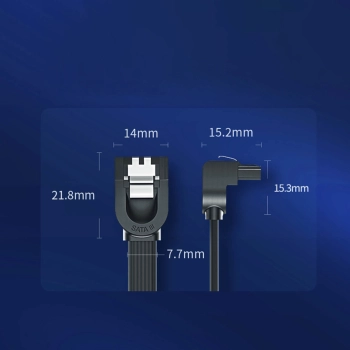  Kabel przewód płaski kątowy SATA 1.0-3.0 do 5Gb/s 0.5m - czarny - zdj. dodatkowe 10
