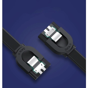  Kabel przewód płaski SATA 1.0-3.0 do 5Gb/s 0.5m - czarny - zdj. dodatkowe 1