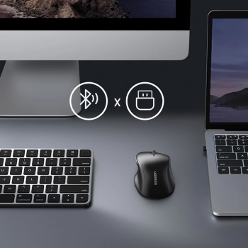  Cicha ergonomiczna myszka komputerowa bezprzewodowa 2x AA - czarna - zdj. dodatkowe 2