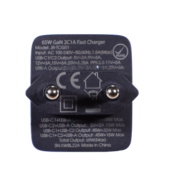  Szybka ładowarka sieciowa GaN USB 2x USB-C + kabel USB-C 1.2m - czarna - zdj. dodatkowe 5