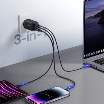  Szybka ładowarka sieciowa GaN USB 2x USB-C + kabel USB-C 1.2m - czarna - zdj. dodatkowe 8