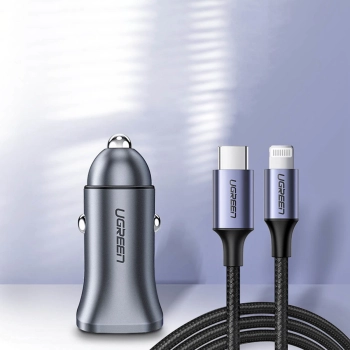  Szybka ładowarka samochodowa USB-A i USB-C 30W PD PPS - szara - zdj. dodatkowe 8