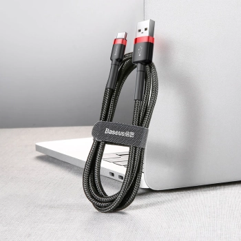  Wytrzymały nylonowy kabel przewód USB - USB-C QC3.0 3A 0.5M czarno-czerwony - zdj. dodatkowe 4